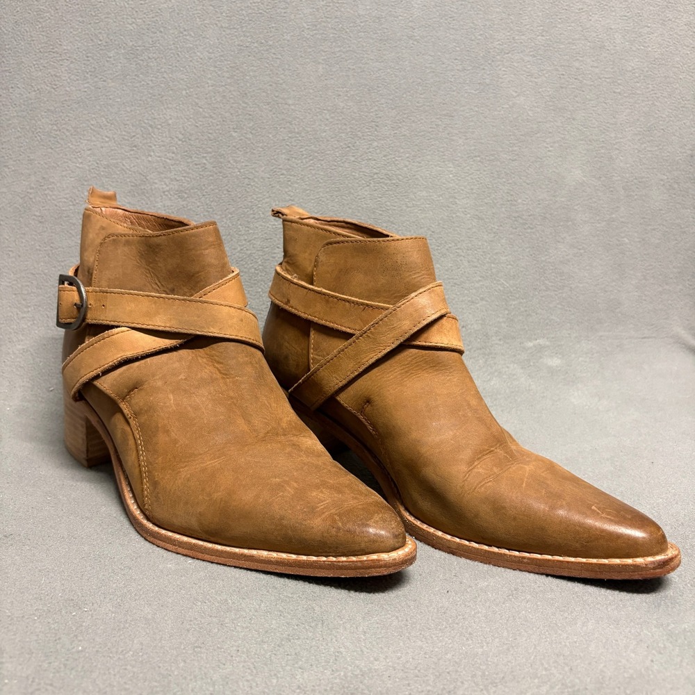 Free People Huntley Ankle Boot 39/8.5 Tan Good Leather Western Women